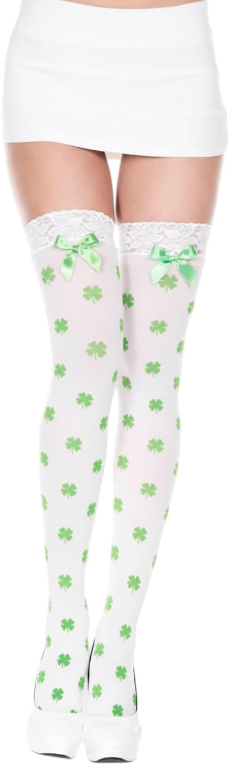 ToBeInStyle Women’s Thigh High Stockings Bodystocking Tights Medicinal Cannabis Marijuana Weed Leaf Print Festival Hosiery