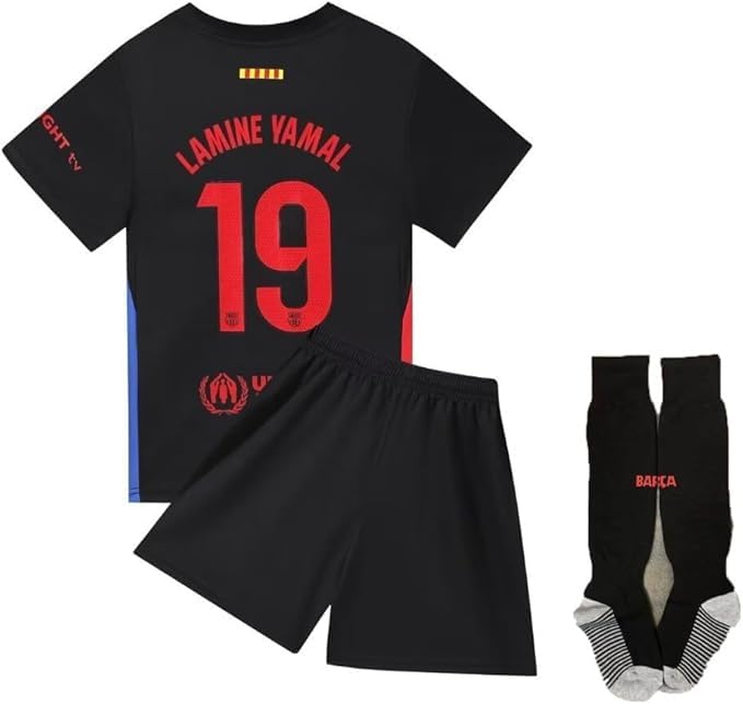 YEESON Soccer Jersey Boys, 2024/2025 Barca Home Lamine Yamal #19 Soccer Jersey with Short Set Youth Sizes