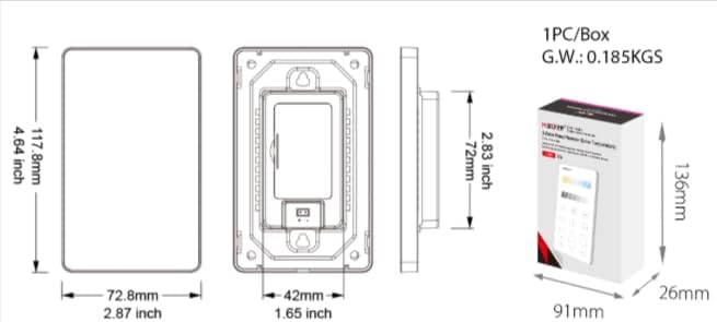Miboxer U2 3-Zone Panel Remote Color Temperature, 2.4G Panel Remote