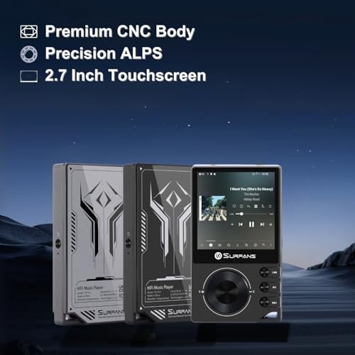Image of Surfans F20 Pro Hi-Res Music Player, Dual ESS9018 DAC,DSD512, Spotify & Tidal Support, WiFi & Bluetooth LDAC, 4.4mm Balanced(500mW), Expandable 1TB, Touchscreen Portable MP3 DAP (Gray)