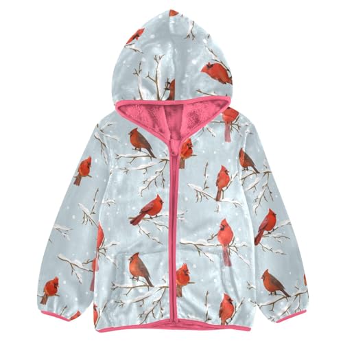 OTVEE Retro Winter Birds Kids Hoodie Jacket Fall Spring Full Zip Warm Outwear Coat