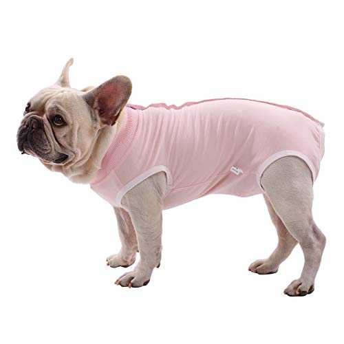 Image of SAWMONG Dog Recovery Suit, Recovery Suit for Dogs After Surgery, Dog Spay Surgical Suit for Female Dogs, Dog Onesie Bodysuit for Surgery Male Substitute E-Collar Cone, Pink, XX-Large