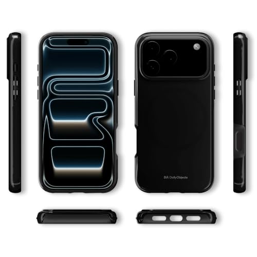 Image of DailyObjects Enamel Bumper MagSafe Case for iPhone 17 Pro Max Compatible with Mag-Safe Wireless Charging | Black Hybrid Magnetic Back Cover