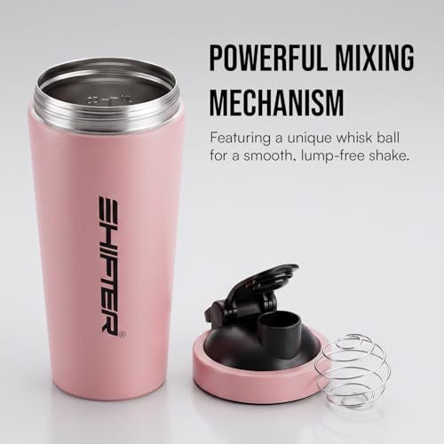 Image of Shifter Stainless Steel Gym Shaker Bottle 750ml | Leakproof Metal Protein Shaker for Men & Women | BPA Free, Odour Resistant, Rust-Free Steel Sipper for Gym, Workout & Sports (PINK)