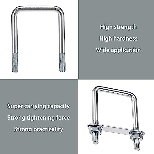 duoyif U-Bolts M10 90mm x 150mm Square Stainless Steel With Nut Frame Plate Washer U Bolts For Pipe Fixing Car Ships Die 1pc (M10 90x150mm) - Image 4