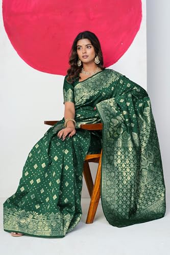 Image of MIRCHI FASHION Women Saree | Banarasi Silk Woven Design Daily Regular Use Sari with Blouse