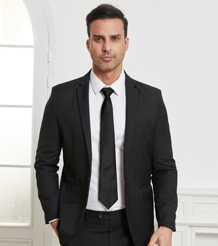 Image of DecTwig Men's Ties Solid Color Formal Neckties 3.15 inch (8CM) Black Ties For Men
