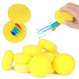 Amacoam Schwammpinsel Rund Pinselset Malen Kinder Malerei Schwamm Malschwamm Künstler Schwämme Aquarell Schwämme für die Malerei Handwerk Keramik Kinder Kunst und Handwerk Gelb 7,5x2,5 cm 12 Stück