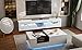 IKIFLY LED Floating TV Stand for 85+ inch TV, White High Glossy Wall Mounted Haning TV Stand with 2 Cabinets, Modern Floating Entertainment Center Console Shelf for Living Room, Bedroom