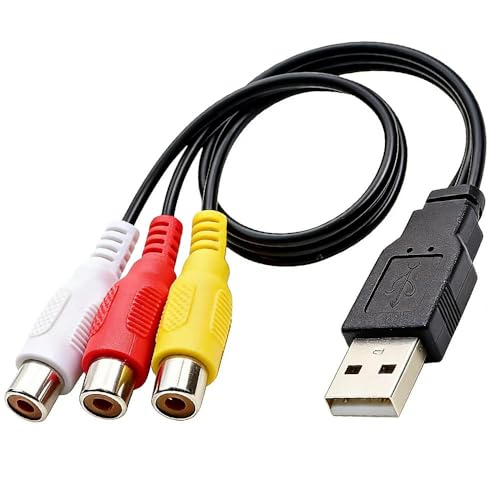Flsazrx USB to 3RCA Cable USB A 2.0 Male to 3 RCA Female Cable AV Composite Adapter Cord for PC Mac DVR HDD DVD Player Set Top Box AV System Home Theater Video Audio Transfer