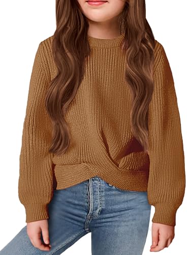 Image of Arshiner Girl's Sweaters Kids Twist Front Cute Pullover Knitted Jumper Fall Winter Clothes