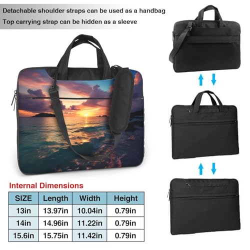 Bolso Tote para Laptop Ocean y Atardecer Negro miniatura 4