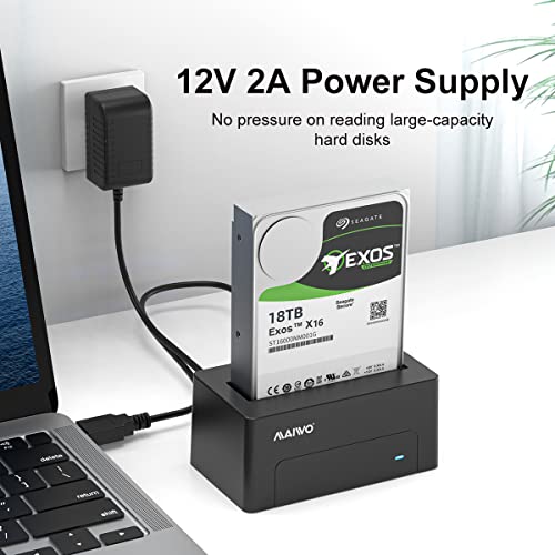 Maiwo Sas To Usb 3.0 Adapter, 2.5 3.5 Inch Sas Hard Drive Docking Station Enclosure Reader With 12V 2A Power Adapter, 5Gbps With Uasp, Up To 18Tb, Tool Free #TOP4