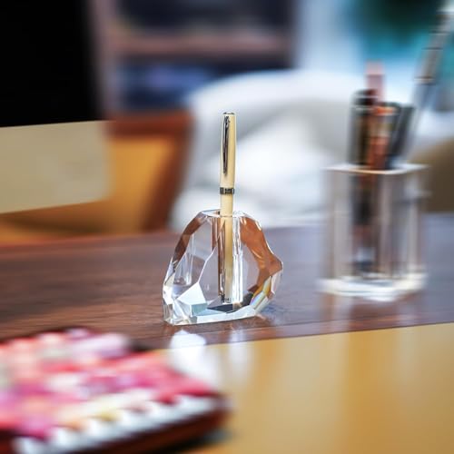 QFkris Crystal Heart Shaped Single Pen Holder for Desk, 3.5" Fancy Fountain Pen Stand, Glass Feather Pencil Holder for Office Desktop Decoration, Gift for Man Woman Teachers Father Boyfriend - Image 6