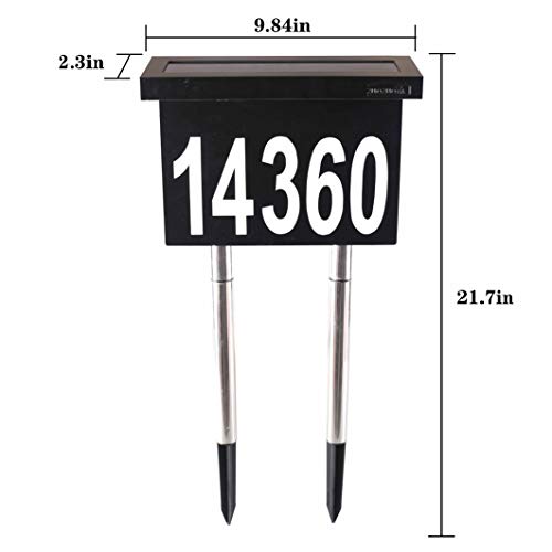 image for ZUOZUOYA Dual-use Solar House Numbers Light - 2 Lighting Modes Black S