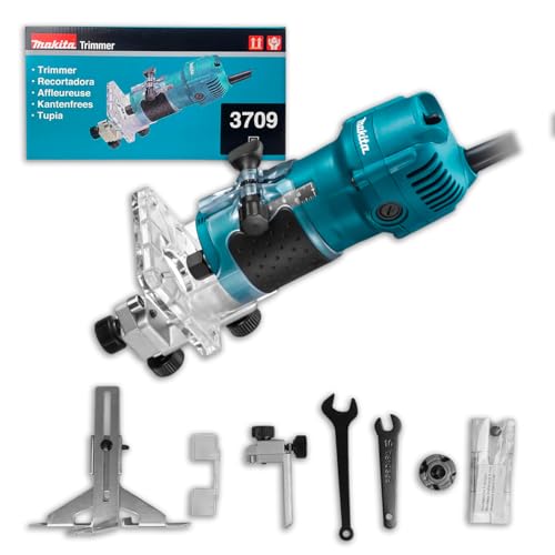 MAKITA Tupia Manual 3709 530W 30000RPM Base Articulada c/Ajuste de Profundidade para Marceneiro, Corte Preciso em Madeira MDF Compensado e Bordas 110v