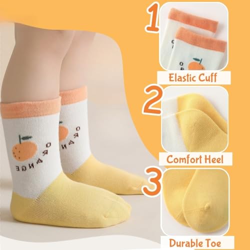 4 Pairs Toddler Baby Girl Boy Kids Socks, Cute Soft Cotton Crew Socks, 0~5T3