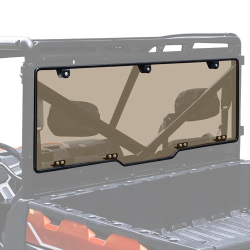 Image of StarknightMT Tinted Rear Window Compatible with Polaris Ranger XP 1000 / 1000 (2017-2026), Back Windshield Fits Ranger XP 900 / Crew (2013-2019), Quick-Turn Knob Install