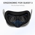 APEXINNO VR Silicone Face Pad Cover and Anti-Leakage Nose Pad for Meta Quest 3 Original Headset Accessories, VR Face Cushion Pad Light Blocker for Oculus Quest 3 Headset (Black)