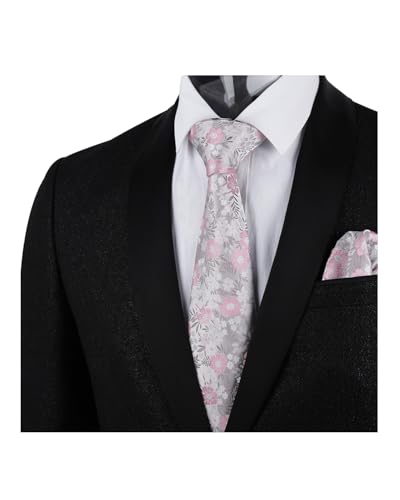 Image of Alizeal Mens 3.15'' Natural Flower Pattern Tie with Floral Pocket Square Set
