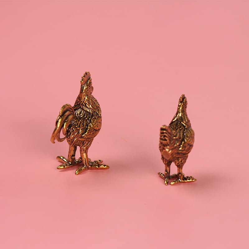 Set de 2 Figuras de Gallo y Gallina en Bronce miniatura 7