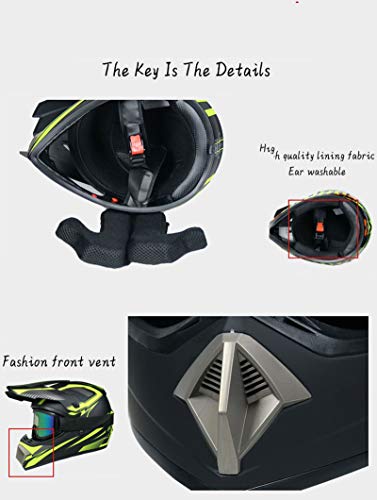 Fuuli Dot Approved Dirt Bike Helmet, Atv Off-Road Helmet Motocross Helmet Motorcycle Helmet Mx Mtb Bmx Downhill Helmet For Adult, Fashion Personality Helmet,Green,S #TOP2