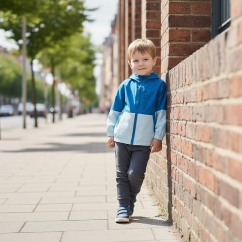 Image of Volunboy Toddler Boys Windbreaker Jackets Patchwork Lightweight Zip Hoodie Outerwear Fall Spring Windproof Hooded Coat
