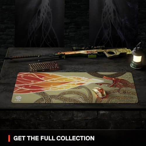 Image of SteelSeries QcK Gaming Mousepad - CS2 Dragon Lore - XXL Dimensions - Sized to Cover Desks - Peak Tracking and Stability - for FPS, Action, RPG Gaming Genres