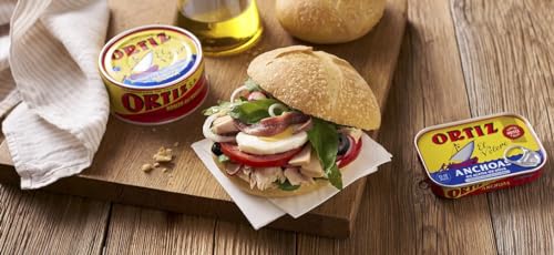 Ortiz White Tuna in Olive Oil, Fresh Tender Slices, Spanish Wild Caught Tuna, High in Protein and Omega 3 Fats, Excellent in Salad, Pasta or Sandwiches - No Need to Add Mayo, 3.95oz Can (Pack of 6)