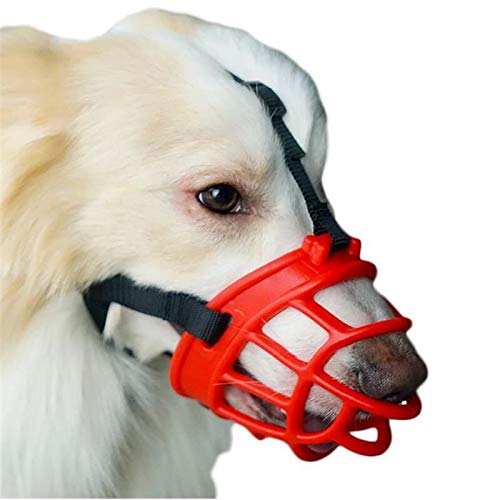 JYHY® zachte silicagel hondenmondstukken, verstelbare anti-bijten kauwen blaffen training hond mondstuk/rood-6