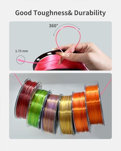 Image of Silk PLA Filament 1.75mm Magenta, Shiny Silk Pink 3D Printer Filament 1kg (2.2lbs), Reduced Stringing, Dimensional Accuracy + /-0.02mm, Enhanced Toughness, Neatly Wound, Vacuum Packed, DIY Decor