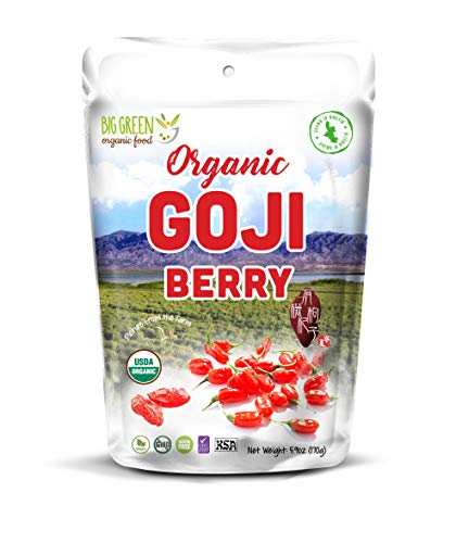 Big Green Organic Dried Goji Berry Wolfberry 5.9oz Non-GMO, Vegan, Raw