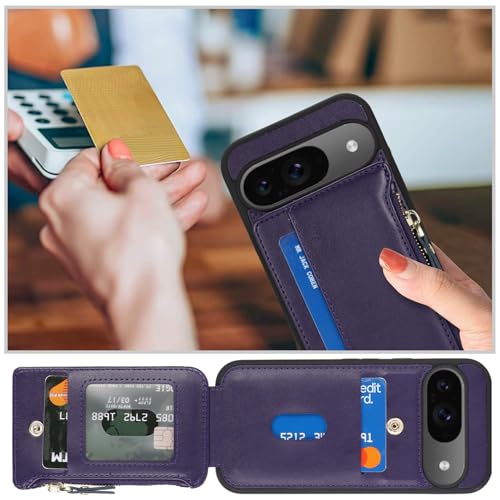 Image of Cavor for Google Pixel 9 /9 Pro Case Wallet with Card Holder, Purple