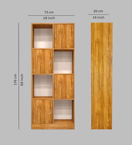 Image of SPECIALITY PANELS 8 Shelf Kitchen Cabinet | Multipurpose Wooden Storage Cupboard with Doors | Semi Open Pantry Organizer | Tall Space Saving Storage Unit for Kitchen Living Room Home | Display Rack