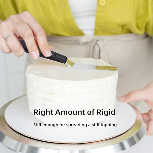 Cake Icing Spatulas with Non-Slip Handle 4 6 Inch Small Offset Palette Knife for icing smoother, Flat Pallet Knives for Baking or Frosting, Stainless Steel Cake Decorating Spatulas Angled Spatula - Image 6