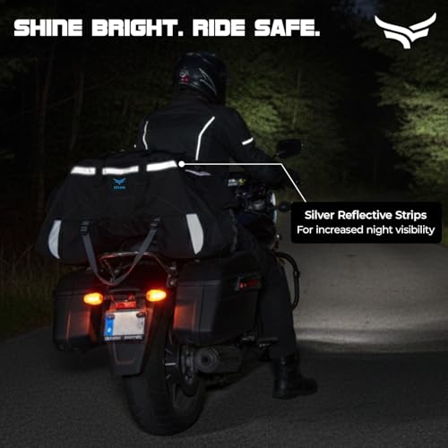 Image of Xtrim 72L Claw Motorcycle Tail Bag with Carry Straps, 100% Waterproof with Inner Liner, Rear Riding Bag with MOLLE Loops, One Side Pocket & Mesh Pocket Inside, Reflective Panels, 4-Point Mounting