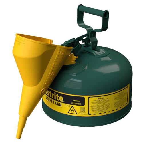 Justrite Type I Oils Safety Can, Green Galvanized Steel, Made in the USA