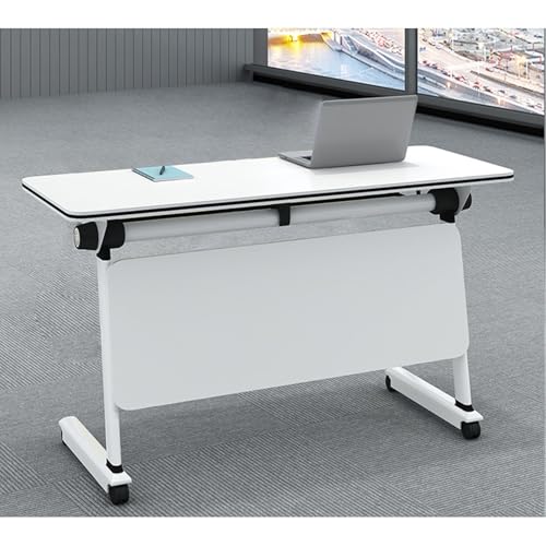 Tavolo da conferenza pieghevole da 1,2 m, design in metallo con coperchio ribaltabile per una facile conservazione, ideale per uffici, aule, riunioni, formazione ed eventi, portatile e leggero