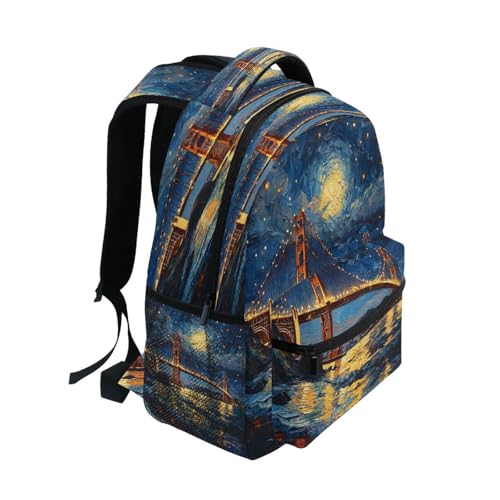 Starry Sky Bridge Backpack for School Boys Girls Adults Kids Bookbag Laptop Bag 18L2