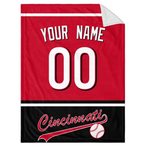 ANTKING Cincinnati Blanket Throw Blanket Custom Any Name and Any Number Gifts for Men Women Baby