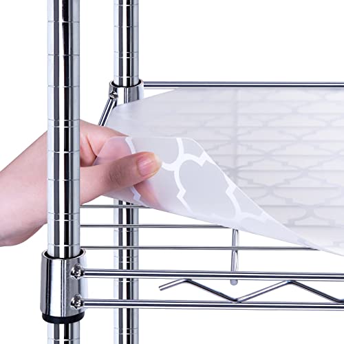 Brian & Dany Wire Shelf Liner 14" X 30", Heavy Duty Shelf Liners For Wire Shelving, Waterproof Protector Mats, Set Of 5, Quatrefoil Grey #TOP10