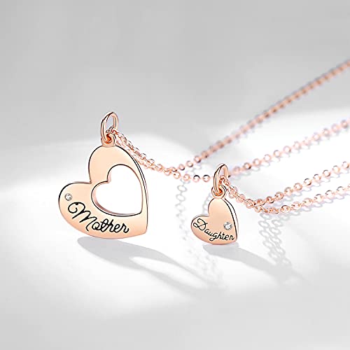 INFUSEU Sterling Silver Mother Daughter Necklaces Small Heart Matching Set for Mothers Day Birthday Gifts, 20"+18" Chain2