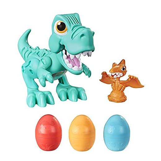 Play-Doh Juguete Rex el Dino glotón niños a Partir de 3 años con Sonidos de Dinosaurio y 3 Huevos