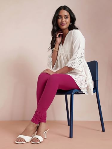 Image of TWIN BIRDS Tailored Cut and Classic Fit Super Stretchable Elastane Fabric Churidar Leggings for Women