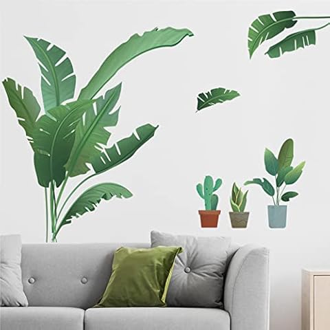 Tropical Palm Leaf Wall Stickers Green Plant Wall Decals Vinyl Peel and Stick Wallpaper for Bedroom Living Room Nursery and Office Cover