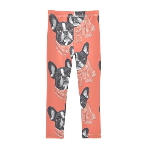 Dog Red Scarf Girls Leggings,Workout Leggings for Girls Toddler Athletic Legging Size for 3-10T2