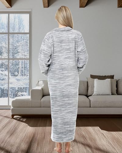Image of Alexander Del Rossa Long Zip Up Robes, Plush Zipper Robes for Plus Size, Housecoats Zipper Front