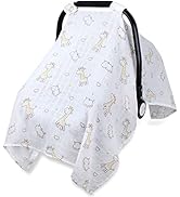 Baby Car Seat Cover Infant Carseat Canopy, Rquite Muslin Car Seat Cover-Unisex Large Universal Fi...