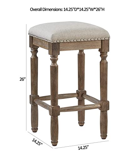 Ball-Cast-Counter-Height-Barstool-Upholstered-Counter-Stool-Weathered-Oak-Finish-2-Pack-26-H Ball Cast Counter Height Barstool Upholstered Counter Stool Weathered Oak Finish 2 Pack 26 H