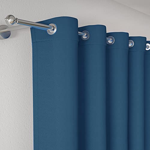 Image of Wakefit Solid Blackout Window Curtains 5 Feet | Set of 1 | Upto 95% Room Darkening Faux Silk Drapes | Thermal Insulated & Noise Reducing Curtains for Living Room & Home Dcor | Barkana Blue